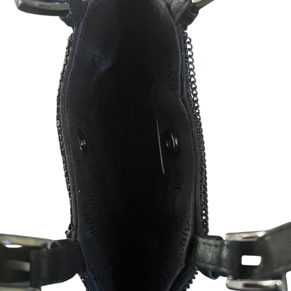 WHITING & DAVIS Chainmail Black Leather, Mesh, & Chain Mini Handbag Evening Bag - Picture 8 of 14